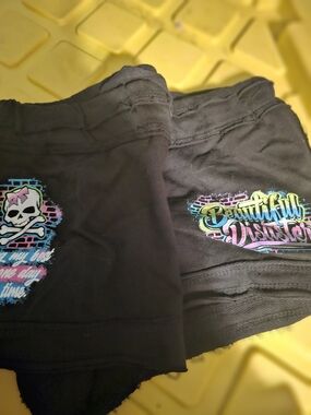 Girls' Black Graphic Shorts with Colorful 'Beautiful Disaster' Print